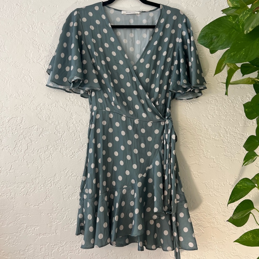 Sage Green Polkadot Mustard Seed Romper Size Small